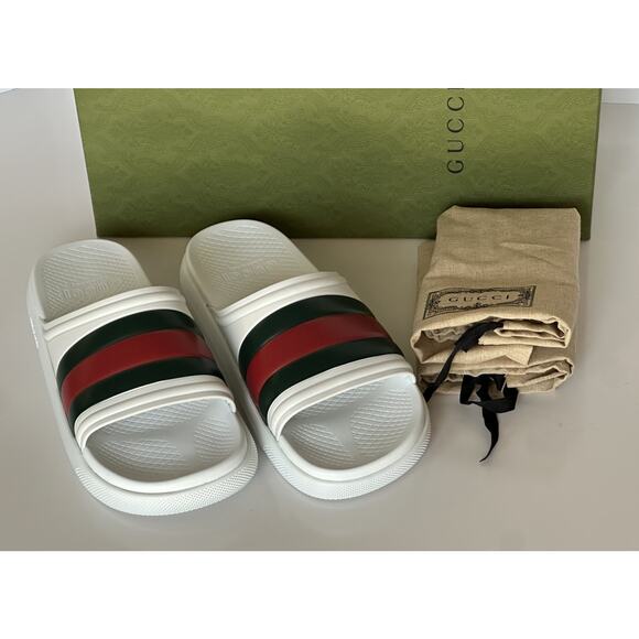 Gucci Men’s Rubber White/Green/Red Sandals 11.5 US (11 Gucci) 780286 main image 8